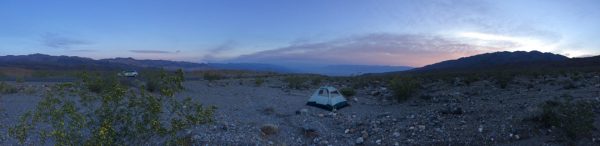 Death Valley could be a terrifying place to have a major car breakdown, but in my case it worked out alright. I had a fine campsite with a beautiful view down over the valley.