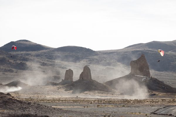 The helicopter (lower right) was flying so low that it was passing between the Pinnacles, well below their tops (and not much above my head).