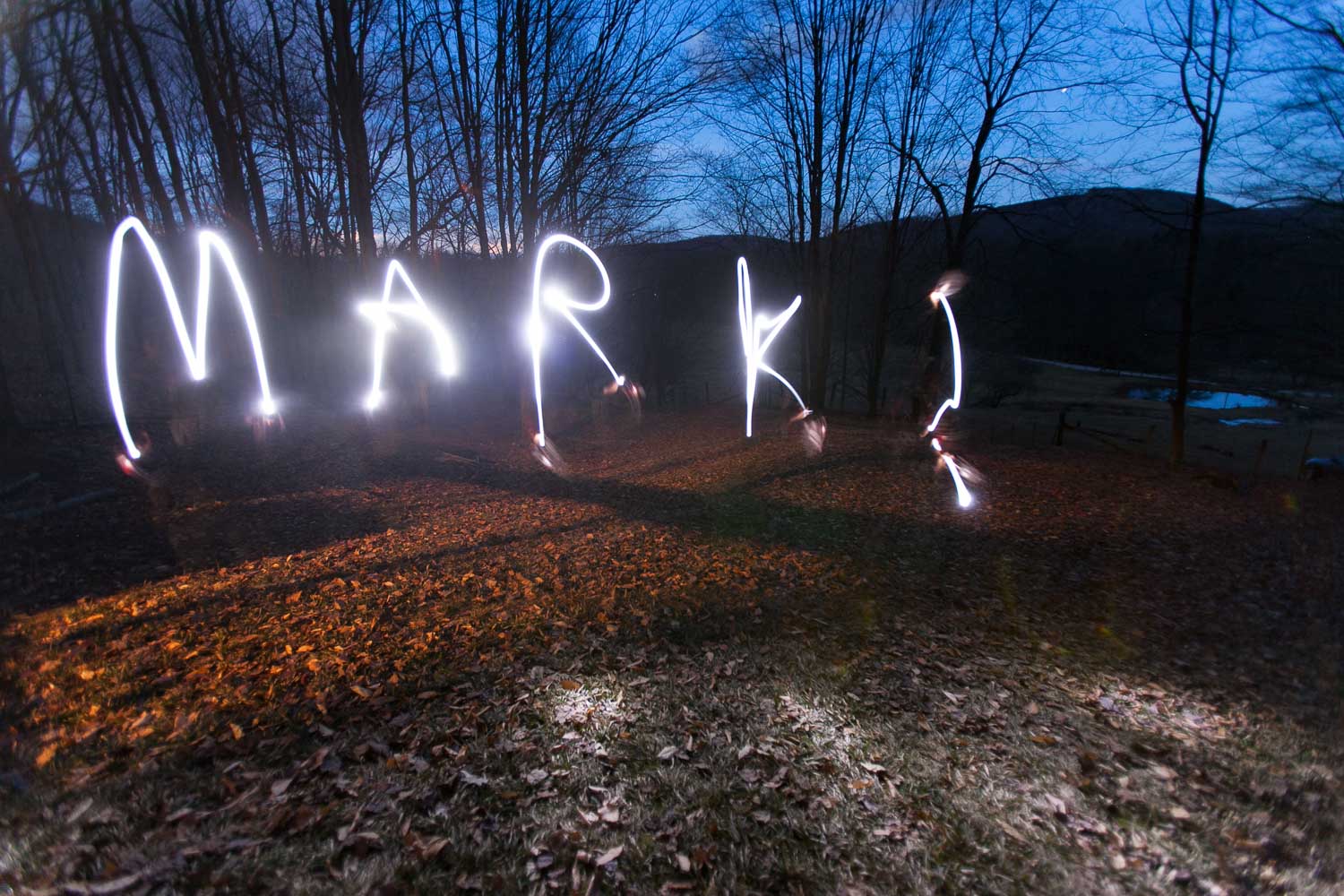 Writing with light at the cabin.