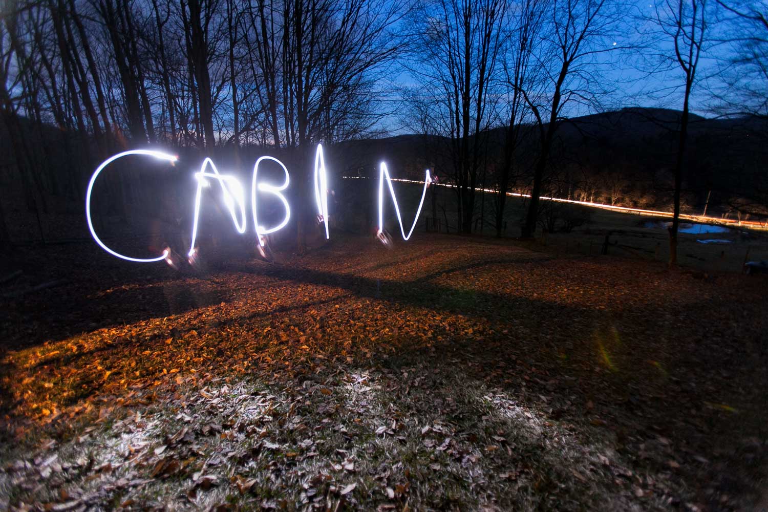 Writing with light at the cabin.