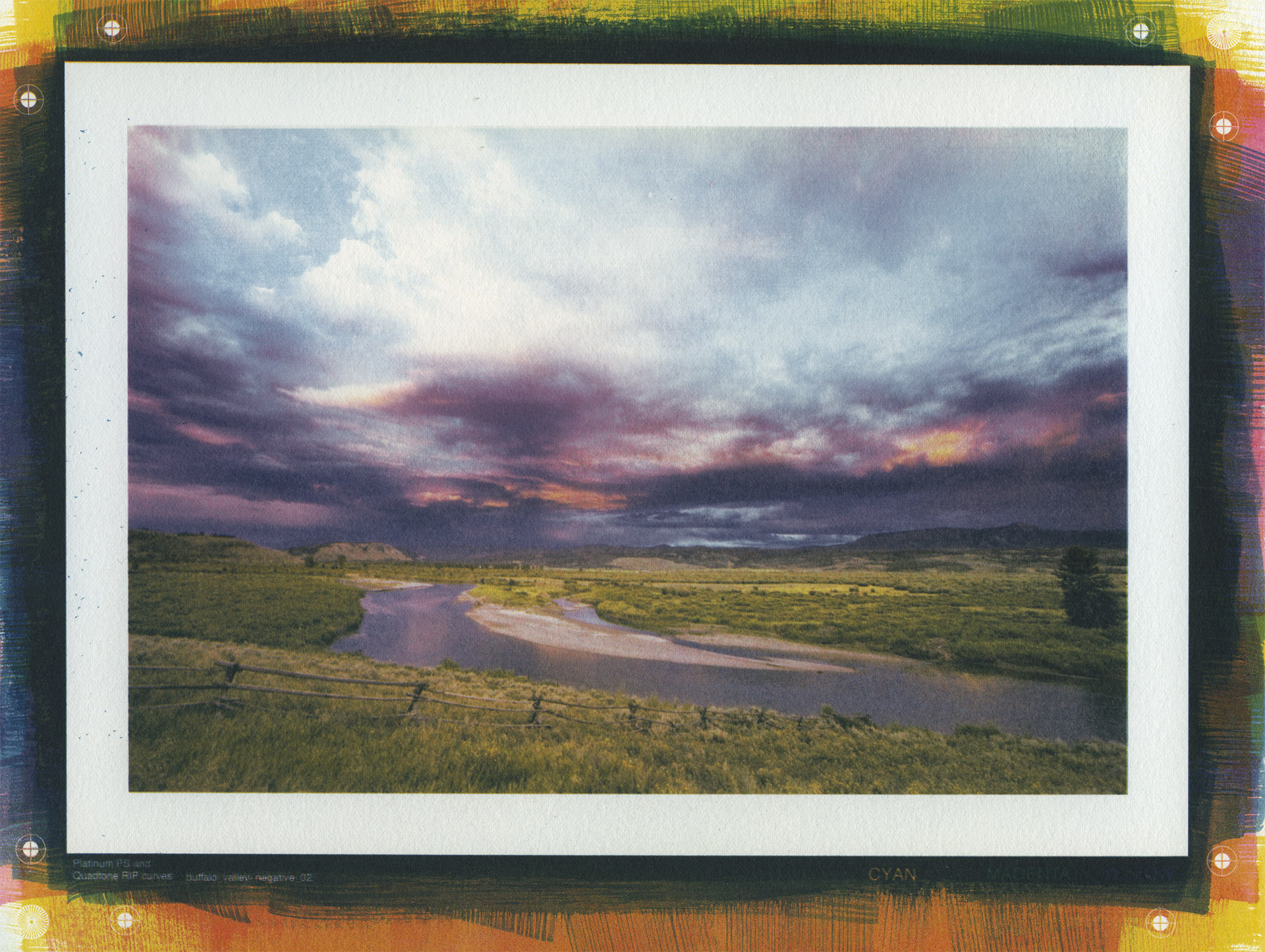 Buffalo Valley, Wyoming. Tri-color gum print, 6x9 inches.