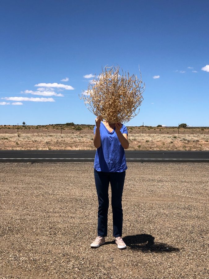 Kari gets very excited about tumbleweed.